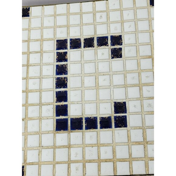 Vintage Mosaic Tile‎ Hot Plate Trivets With Brass Handles 2 White & Blue Design - Picture 7 of 11